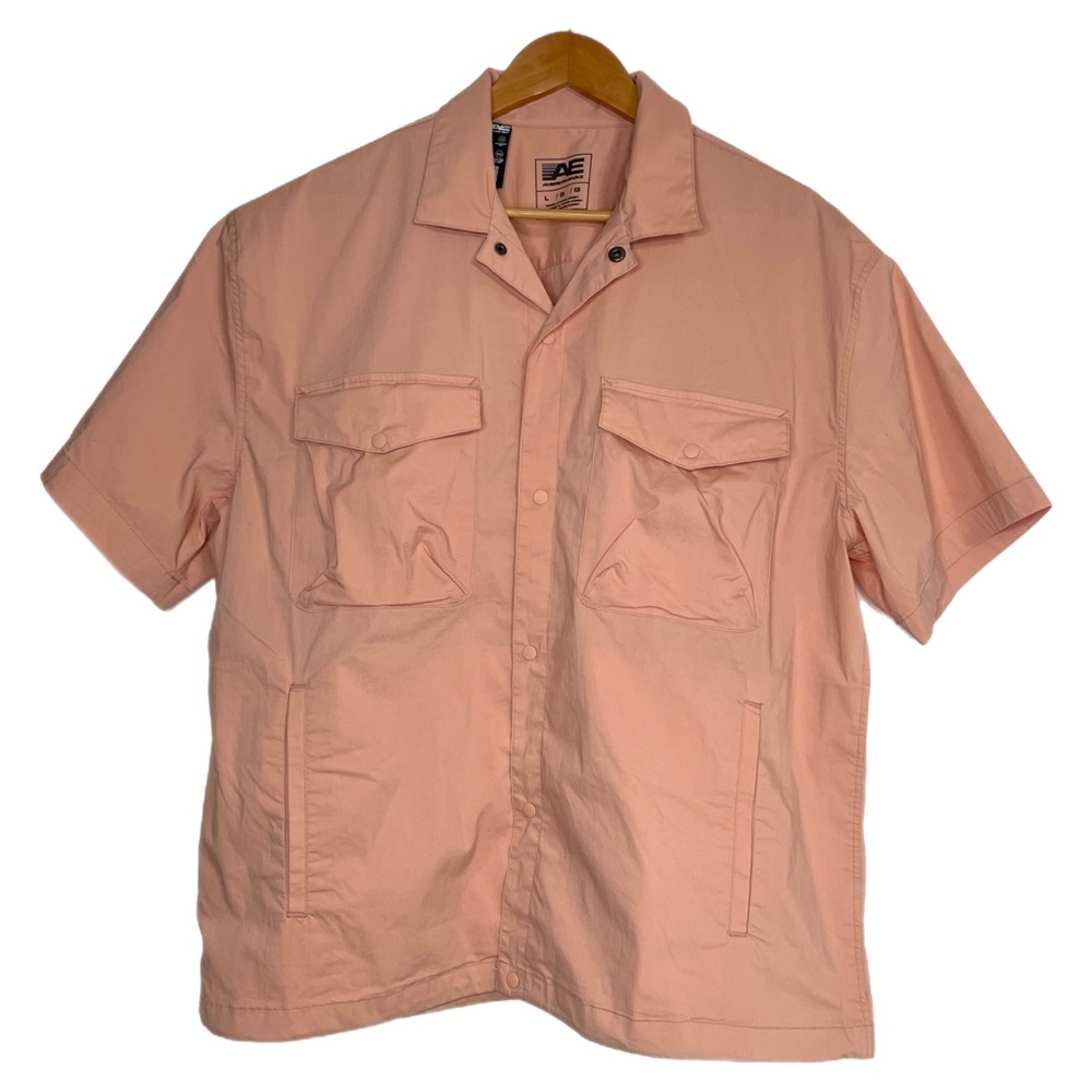 American Eagle Snap Button Short Sleeve Outdoor Shirt Sz L